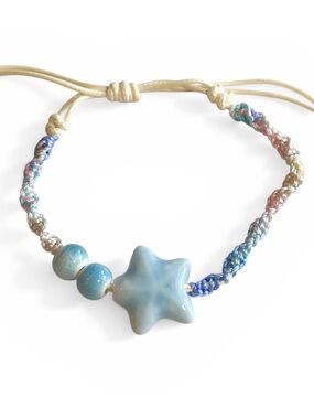 Blue Star Ceramic Bead Adjustable Bracelet